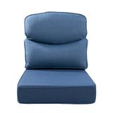 Belord patio deep seat cushion with 6-inch thickness, 24x24 inches, olefin fabric, removable cover in blue color.