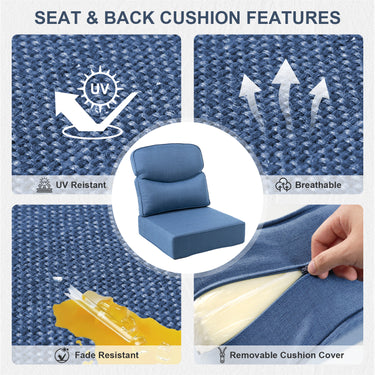 Belord 6-inch thick deep seat patio cushions with removable covers, high-density sponge, fade-resistant outdoor cushions, set of four.