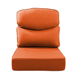 Belord patio deep seat cushion with 6-inch thickness, 24x24 inches, olefin fabric, removable cover, in orange color.