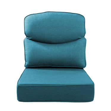 Belord patio deep seat cushion with 6-inch thickness, 24x24 inches, Olefin fabric cover, shown with removable cover in a natural setting.