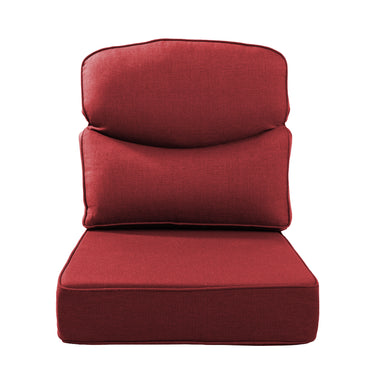 Belord patio deep seat cushion, 6-inch thick, 24x24 inches with removable cover in vibrant colors, made of durable Olefin fabric.