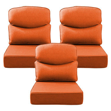 Belord 6-inch thick patio deep seat cushions with removable cover, 24x24 inches, in olefin fabric, shown in multiple colors.