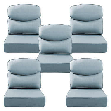 Belord patio deep seat cushions with 6-inch thickness, 24x24 inches, Olefin fabric, removable cover in various colors