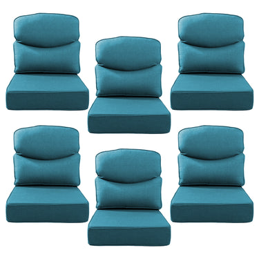 Belord patio deep seat cushions with 6-inch thickness in 24x24 inches, olefin fabric, removable cover, shown in a natural outdoor setting.