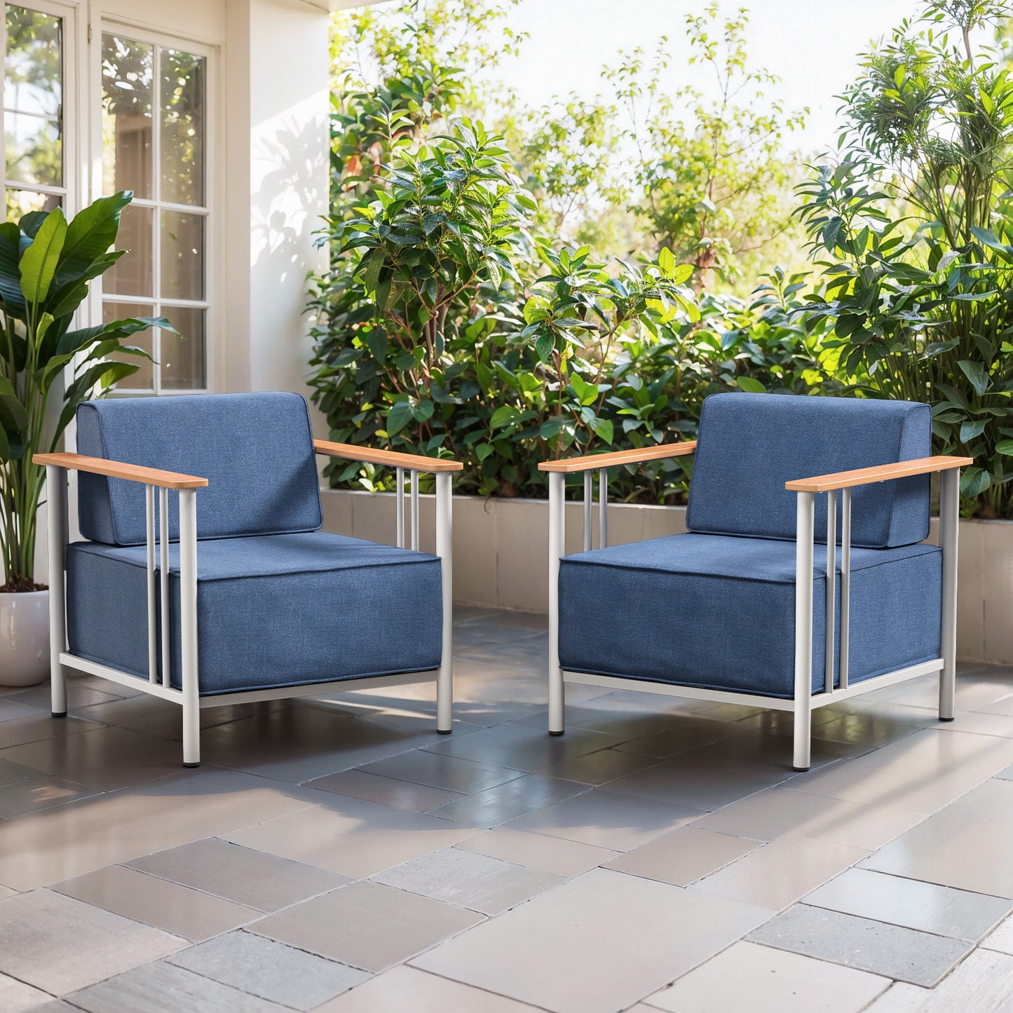 Luxury 2-Piece Patio Set – 10" Thick Cushions & Weatherproof Design, BINGLI