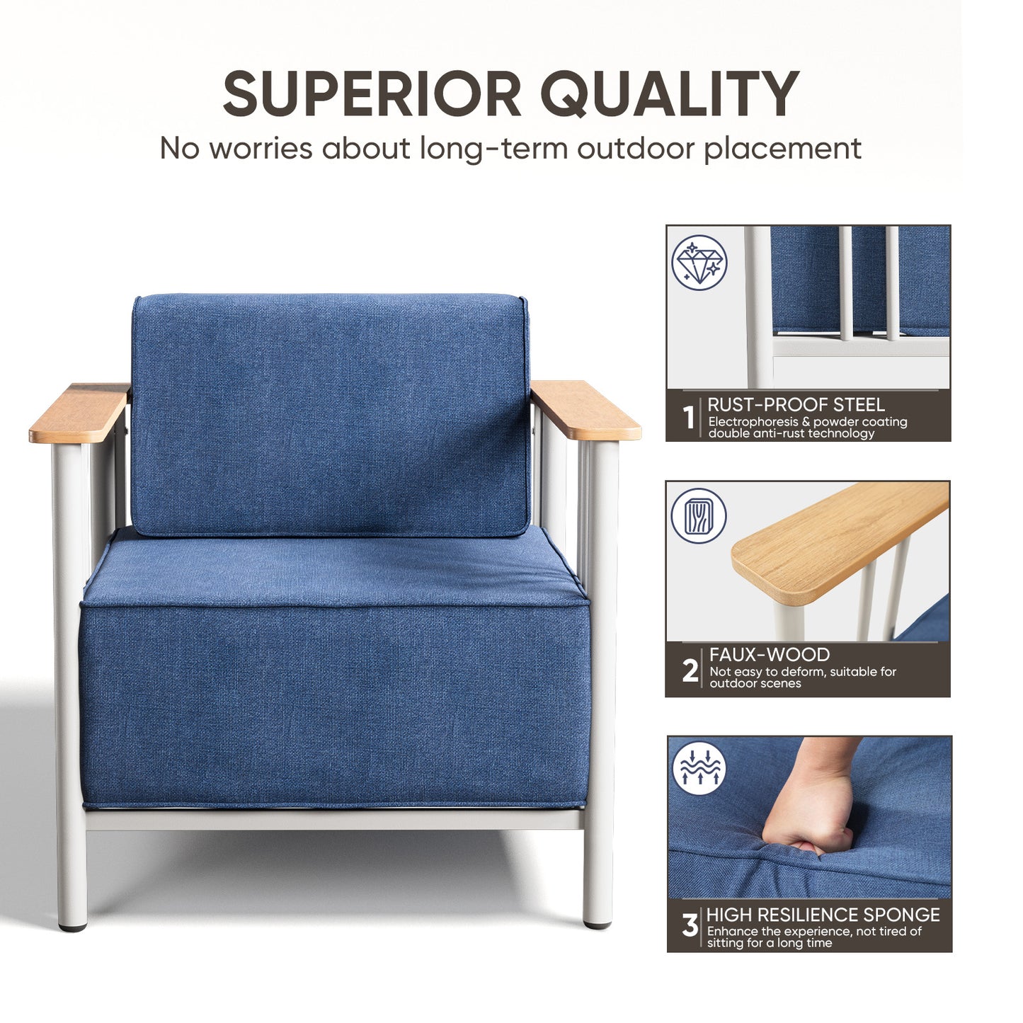 Luxury 2-Piece Patio Set – 10" Thick Cushions & Weatherproof Design, BINGLI