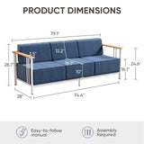 BINGLI Premium Outdoor Sofa - 10" Thick Cushions with Commercial-Grade - Belord