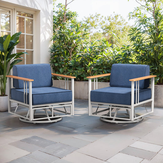 BINGLI Series: 2-Piece Swivel Chair - Premium 6 Inch Thick Cushions - Weatherproof Rotating Patio Furniture