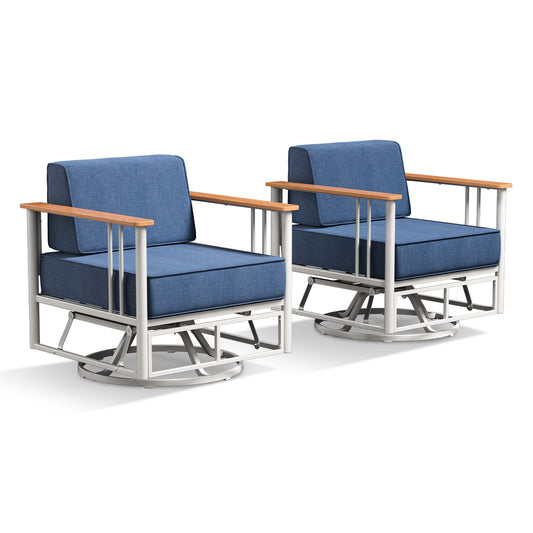 BINGLI Series: 2-Piece Swivel Chair - Premium 6 Inch Thick Cushions - Weatherproof Rotating Patio Furniture
