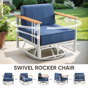 BINGLI Series: 2-Piece Swivel Chair - Premium 6 Inch Thick Cushions - Weatherproof Rotating Patio Furniture - Belord