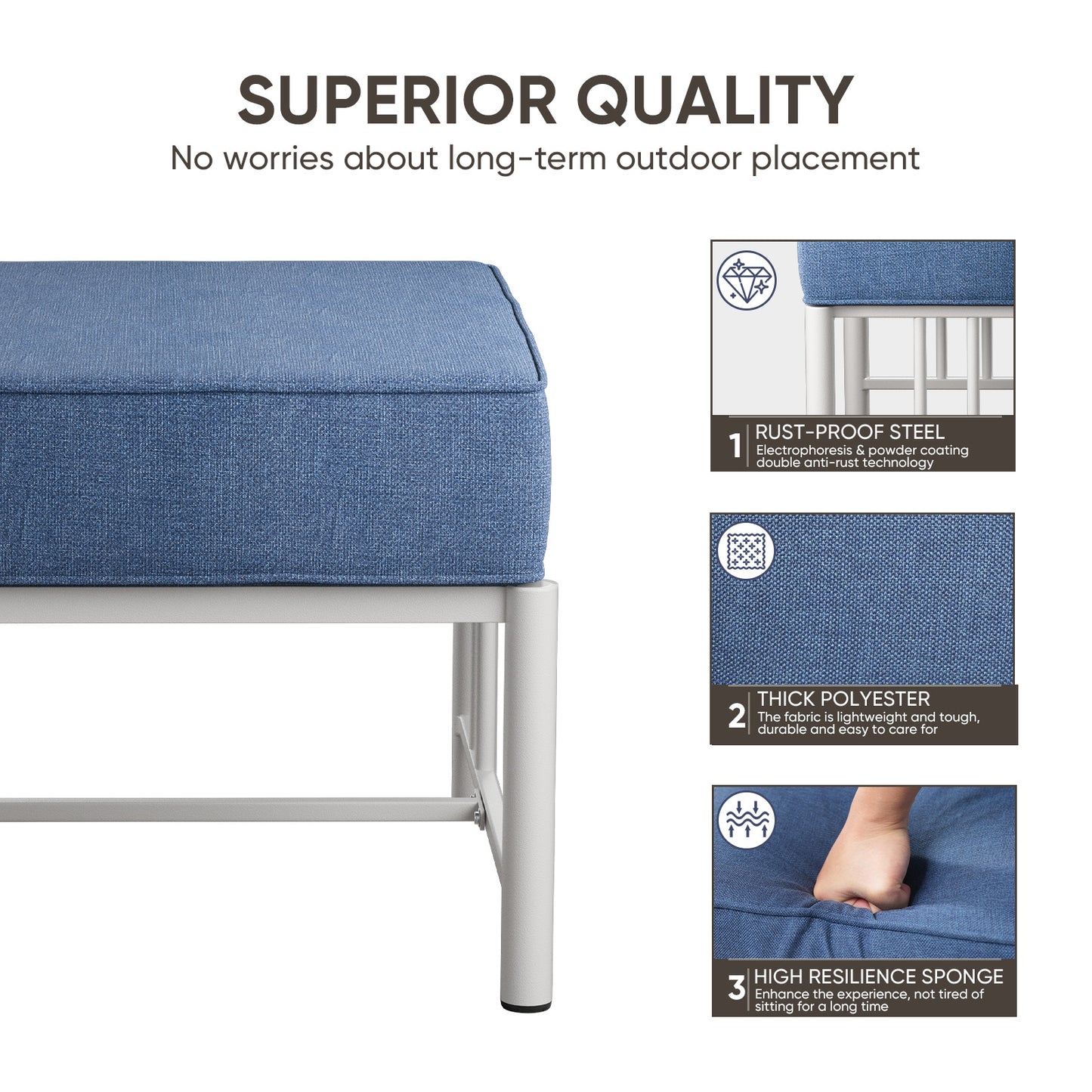 4-Piece Outdoor Chair Set with Ottoman - 10" Thick Cushion Patio Furniture for Deck, BINGLI - B2B Wholesale