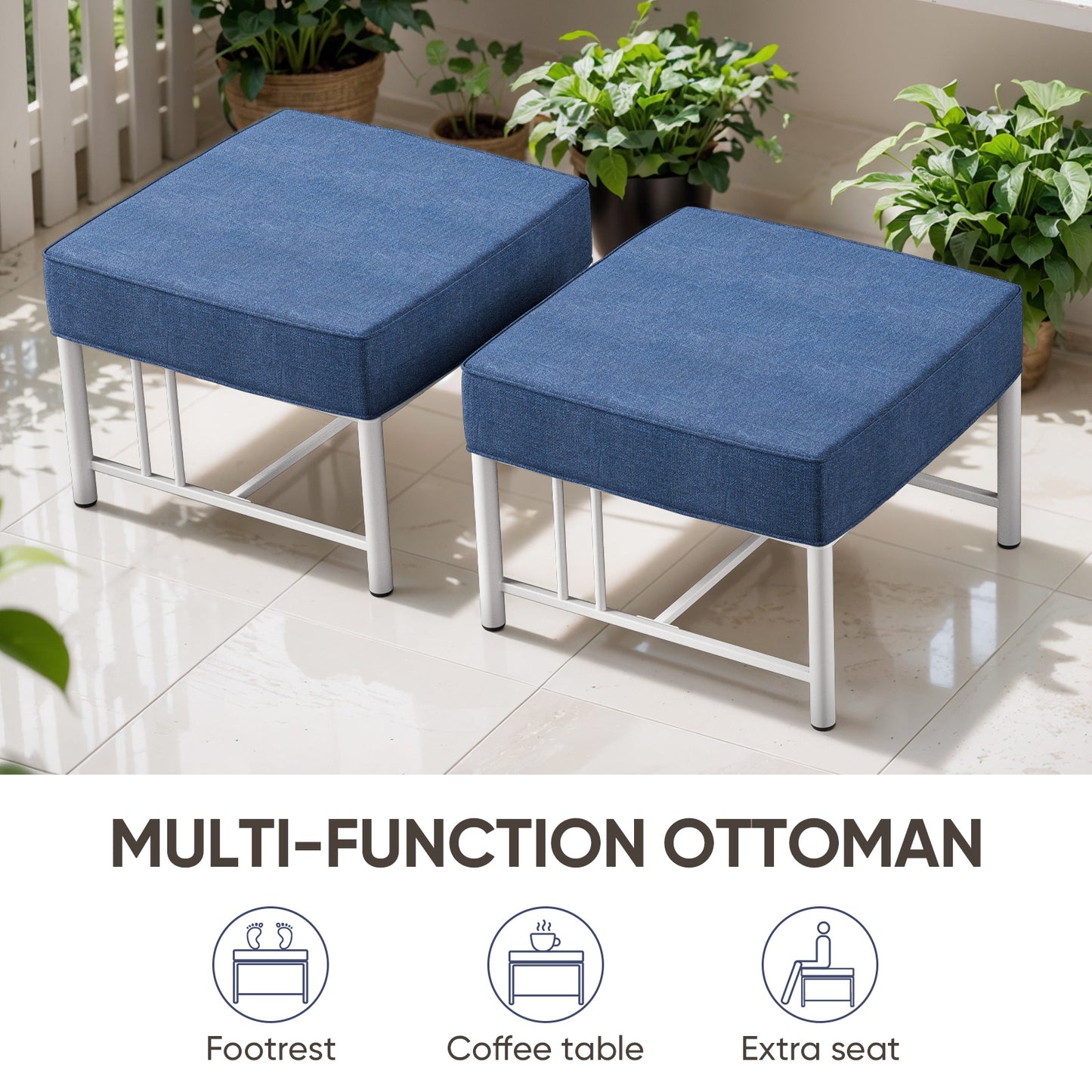 4-Piece Outdoor Chair Set with Ottoman - 10" Thick Cushion Patio Furniture for Deck, BINGLI - B2B Wholesale