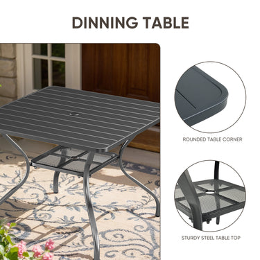Luxury 6-Piece Patio Dining Set – Includes 4 Swivel Chairs, Square Metal Dining Table & Black Iron Side Table - Belord
