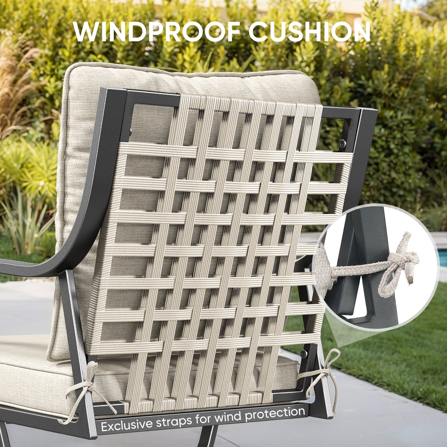 Luxury 3-Pc Patio Furniture Set - 2 360° Swivel Chairs + Wrought Iron Side Table