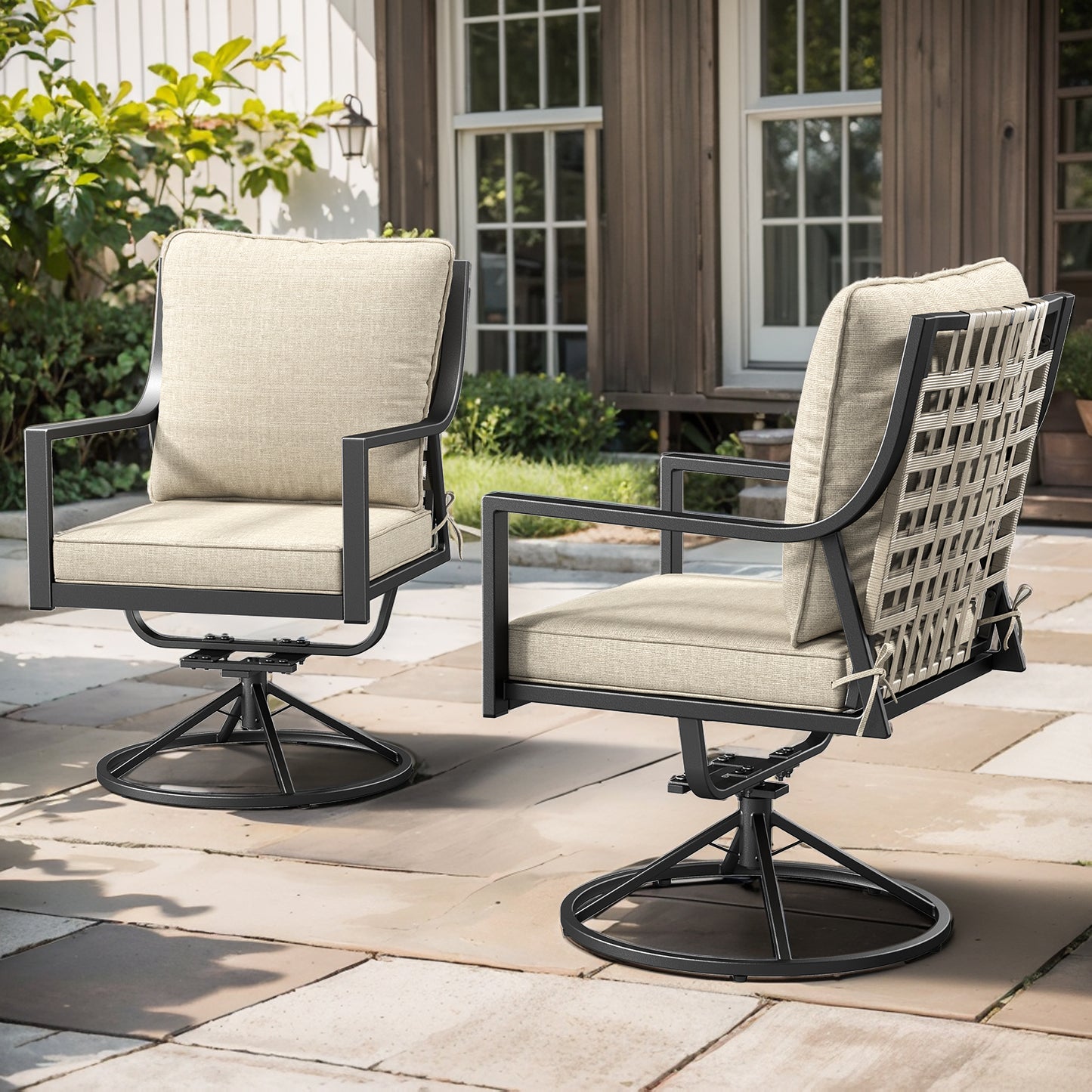 Set of 2 Luxury 360° Swivel Patio Dining Chairs