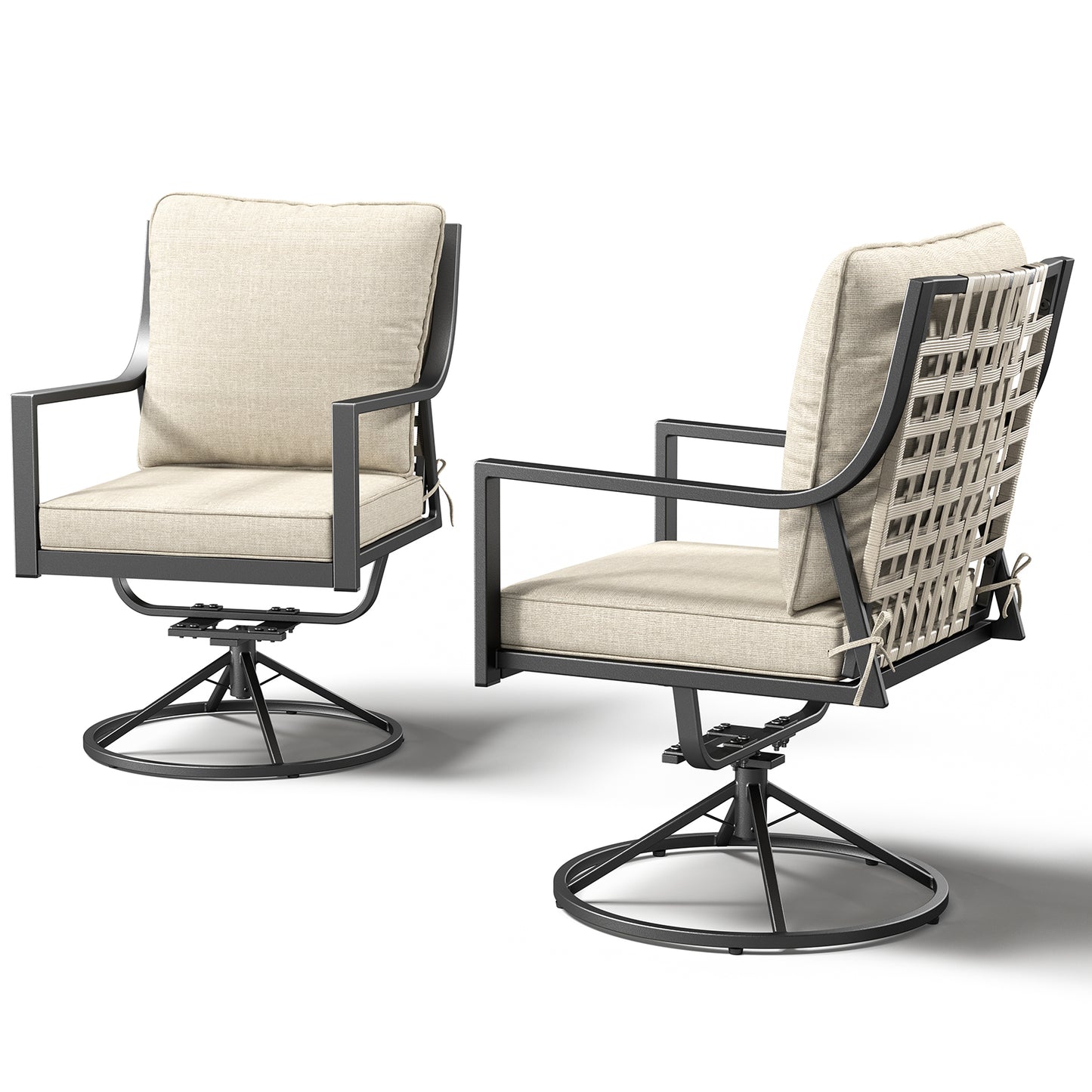 Set of 2 Luxury 360° Swivel Patio Dining Chairs
