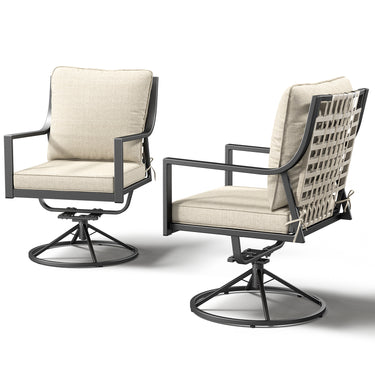 Set of 2 Luxury 360° Swivel Patio Dining Chairs - Belord