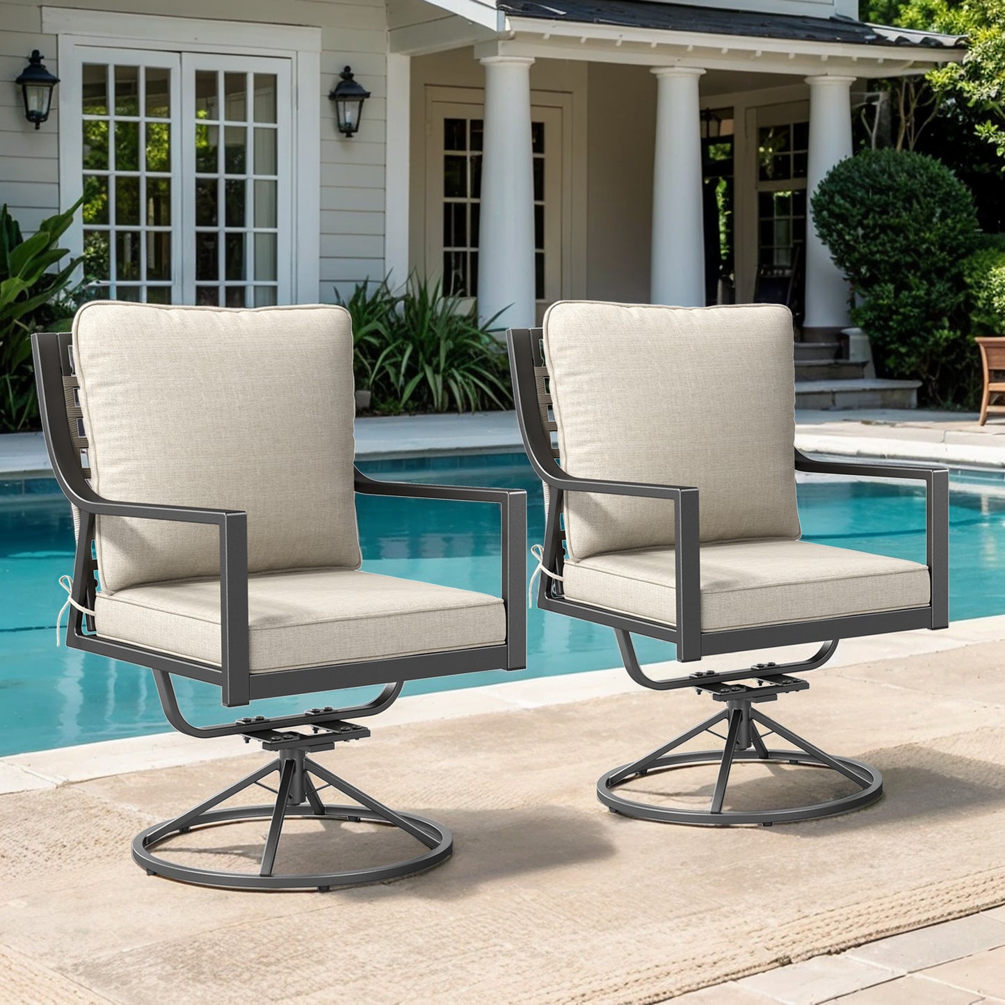 Set of 2 Luxury 360° Swivel Patio Dining Chairs
