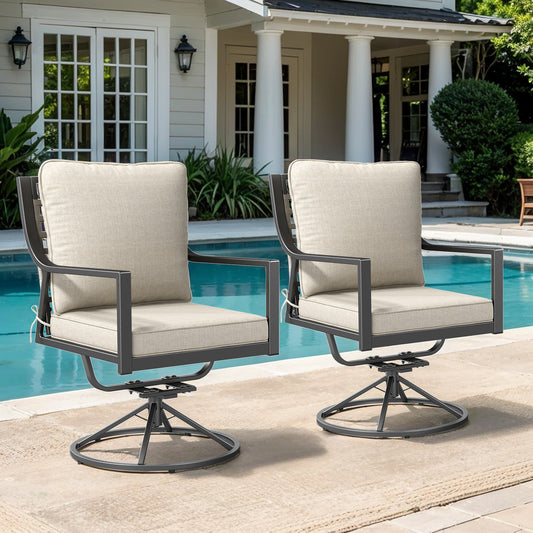 Set of 2 Luxury 360° Swivel Patio Dining Chairs