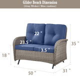 Outdoor Wicker Glider Loveseat, NDS Series - Belord