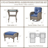 Swivel Glider Chairs Set with Side Table and Ottoman, NDS Series - Belord
