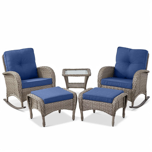 Rocking Chairs Set with Side Table and Ottoman, NDS Series