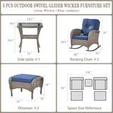 Rocking Chairs Set with Side Table and Ottoman, NDS Series - Belord