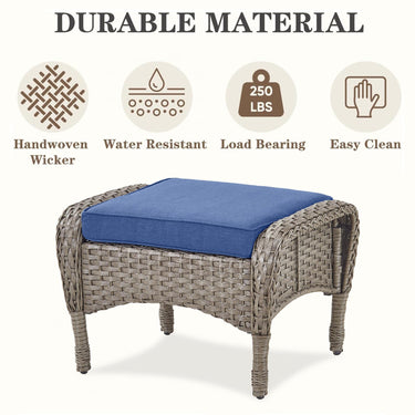 Patio Conversation Set 6-Piece with Glider Loveseat, Rocking Chairs, Side Table, and Ottoman, NDS Series - Belord