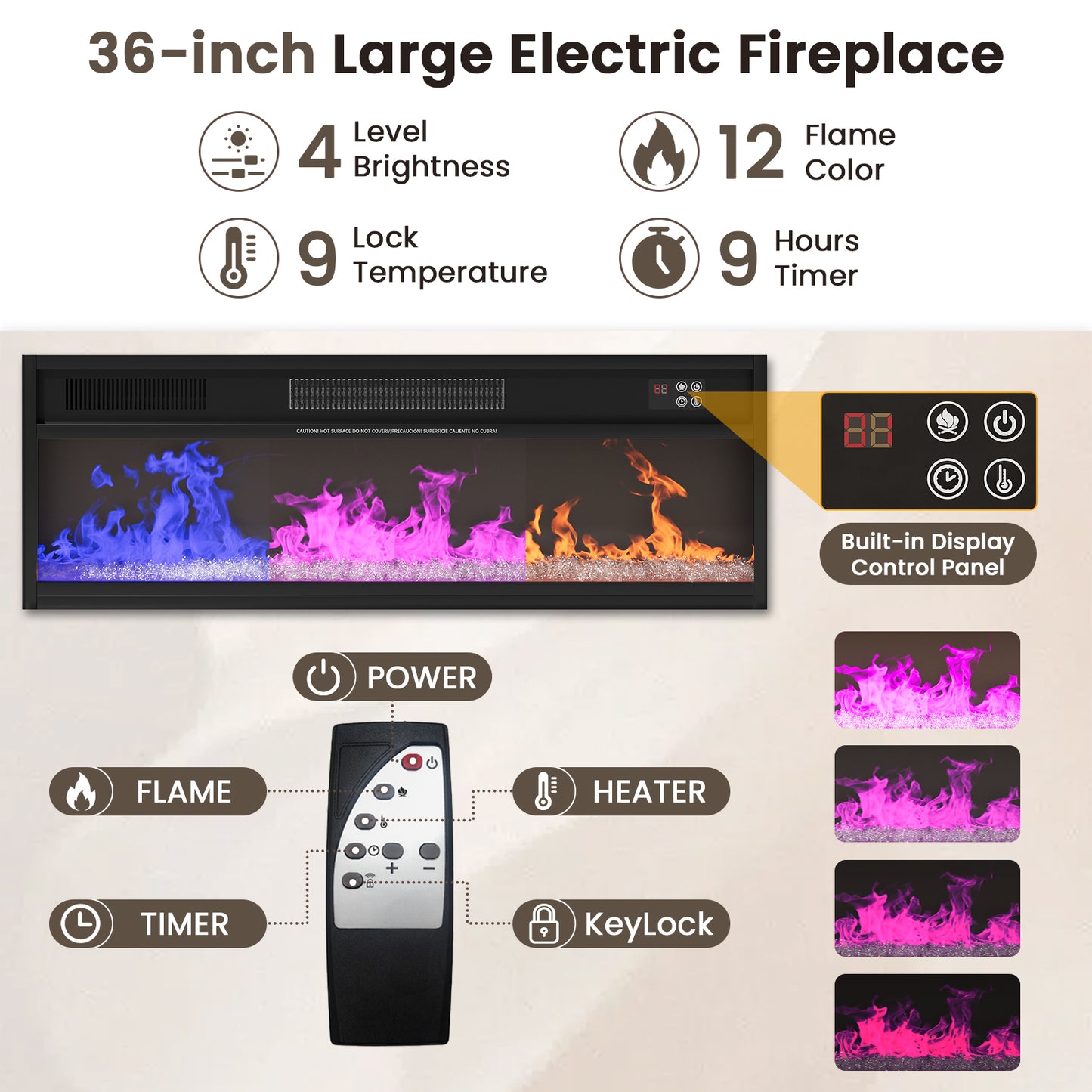 Save 50% - Belord 70.9-Inch Electric Fireplace TV Stand for TVs up to 80 Inches, Wooden Media Console with 1500W 38.2-Inch Fireplace