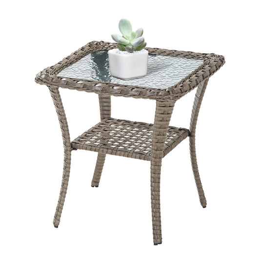 Save 60% - Outdoor 2 Tier Handwoven Wicker Bistro Table, NDS Series