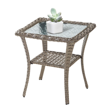 Outdoor 2 Tier Handwoven Wicker Bistro Table, NDS Series - Belord
