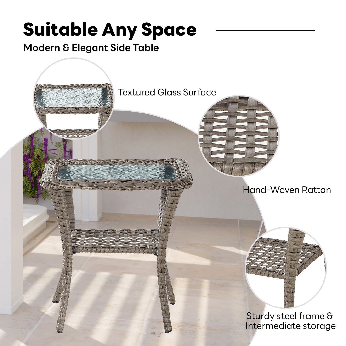 Save 60% - Outdoor 2 Tier Handwoven Wicker Bistro Table, NDS Series