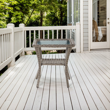 Outdoor 2 Tier Handwoven Wicker Bistro Table, NDS Series - Belord