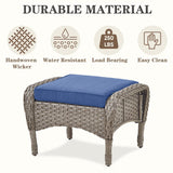 Patio Conversation Set 6-Piece with Sofa, Rocking Chairs, Side Table, and Ottoman, NDS Series - Belord
