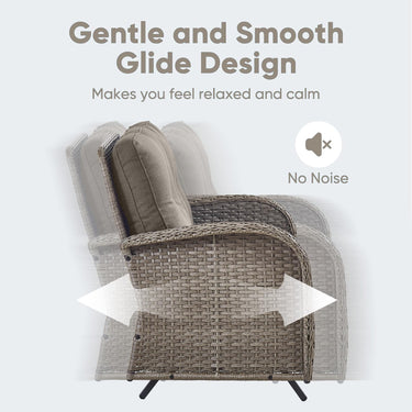 Patio Conversation Set 6-Piece with Glider Loveseat, Rocking Chairs, Side Table, and Ottoman, NDS Series - Belord