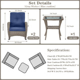 Wicker Rocking Chairs Set with Side Table, NDS Series - Belord
