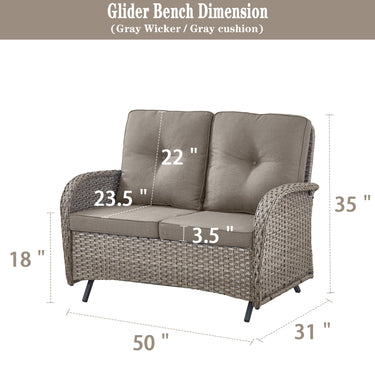 Outdoor Wicker Glider Loveseat, NDS Series - Belord