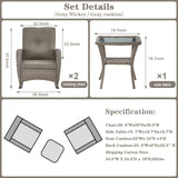 Wicker Rocking Chairs Set with Side Table, NDS Series - Belord