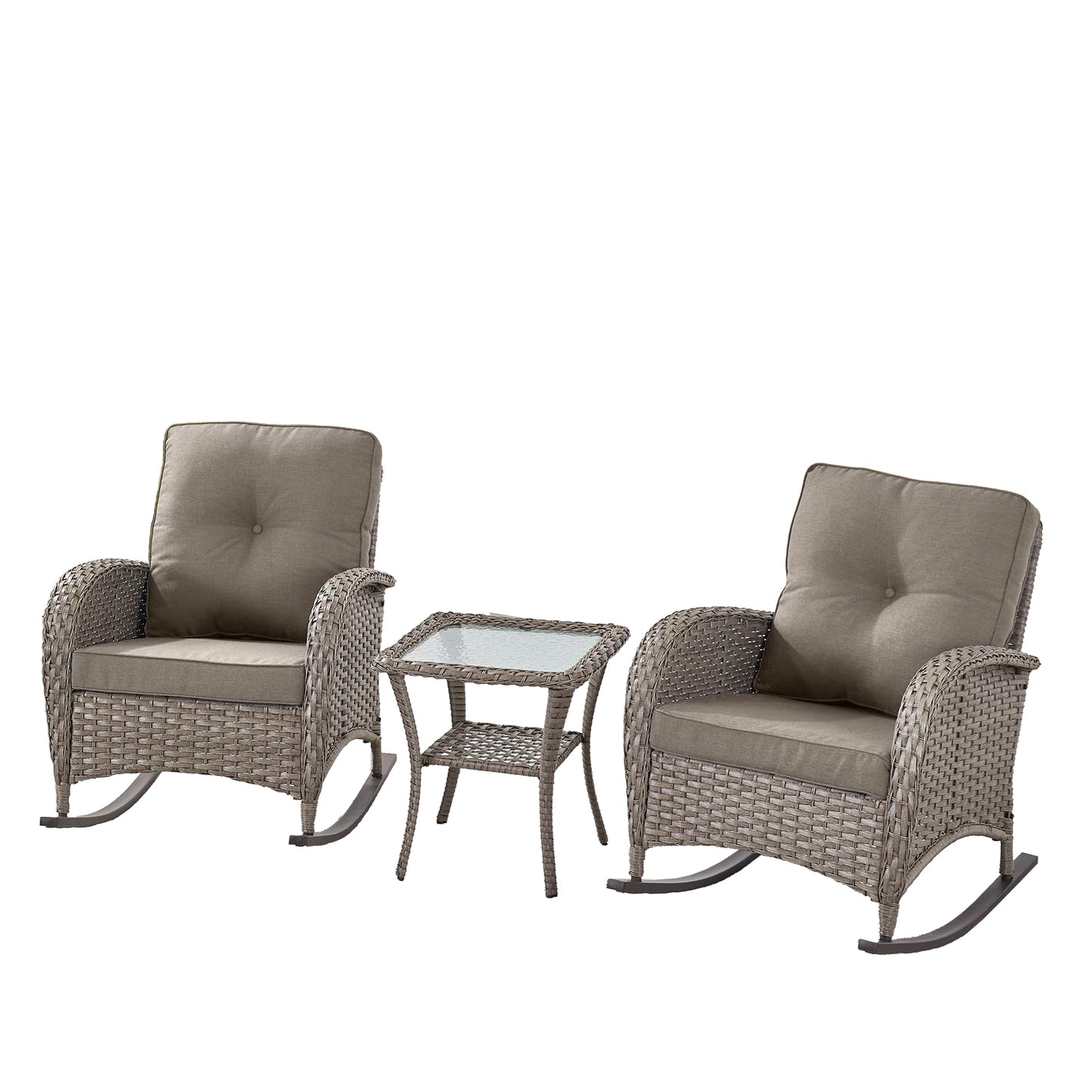 Wicker Rocking Chairs Set with Side Table, NDS Series