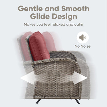 Patio Conversation Set 6-Piece with Glider Loveseat, Rocking Chairs, Side Table, and Ottoman, NDS Series - Belord