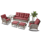 Patio Conversation Set 6-Piece with Sofa, Rocking Chairs, Side Table, and Ottoman, NDS Series - Belord
