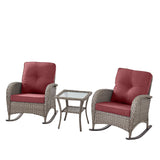 Wicker Rocking Chairs Set with Side Table, NDS Series - Belord