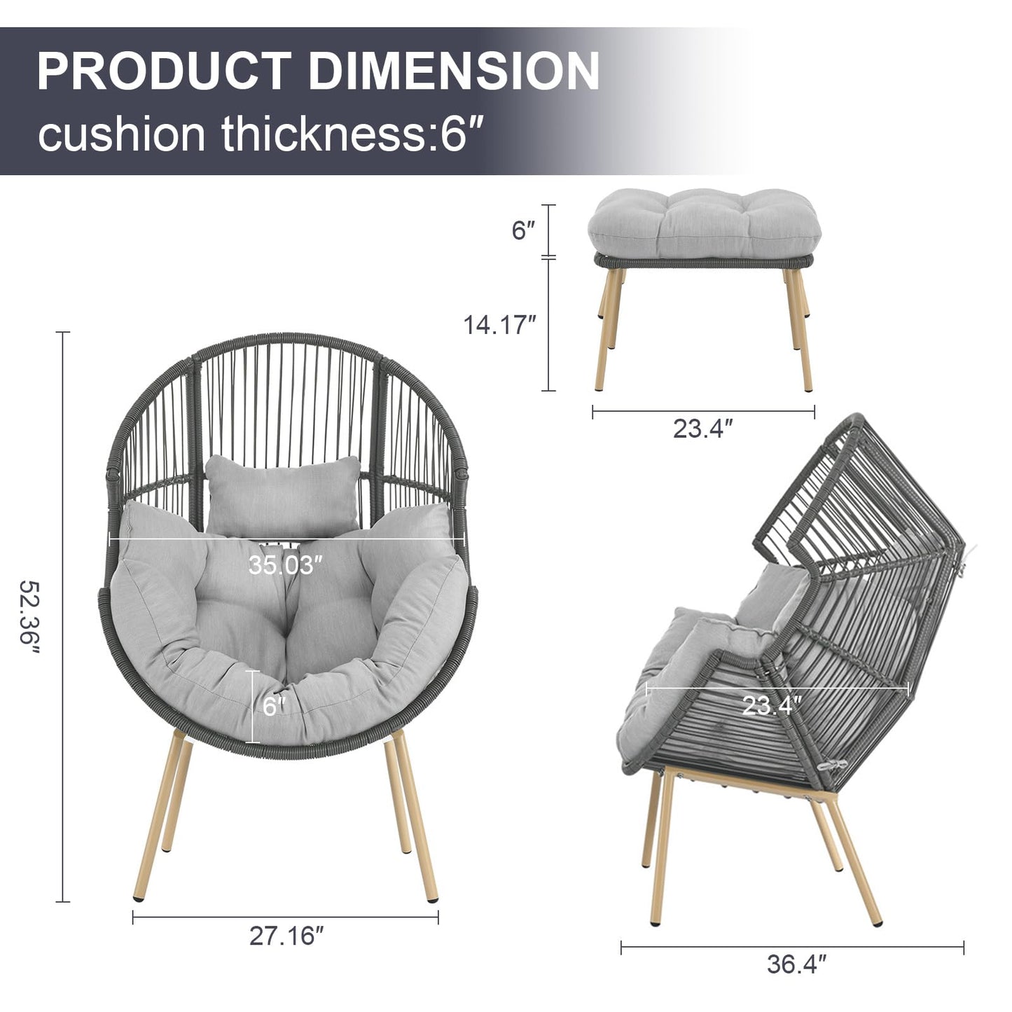 Save 60% - Egg Chair Set with Ottoman