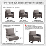 1 Set Outdoor Cushion, High Back and Deep Seating, 6" H x 24" W x 24" D - Belord