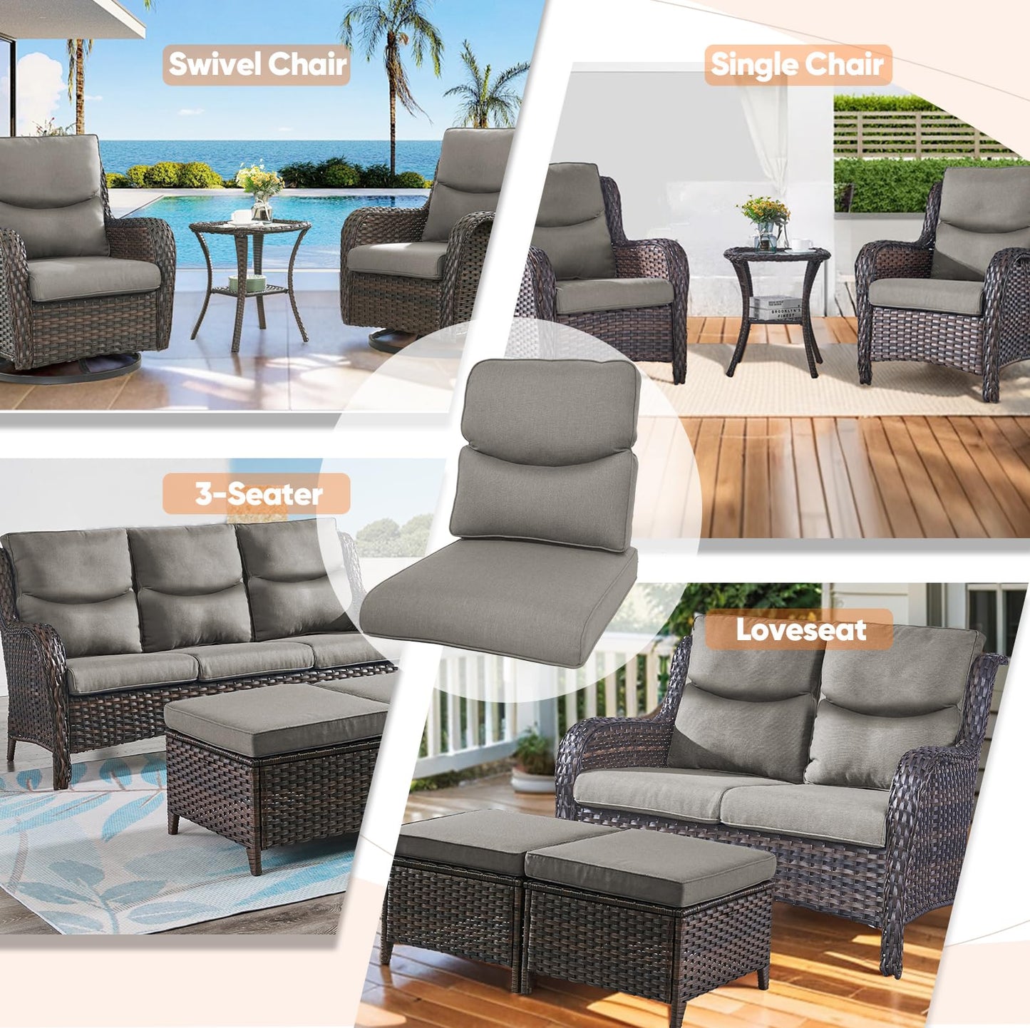 Save 40% - 1 Set High Back and Deep Seating Outdoor Cushion