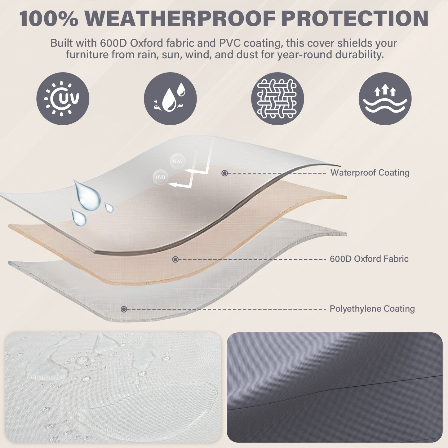 Patio Furniture Covers, 82 Inch L x 34 Inch W x 28 Inch H