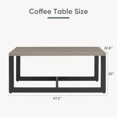 48" Outdoor Metal Coffee Table – Heat-Resistant, Rust-Proof & Hidden Storage, GRS Series - Belord