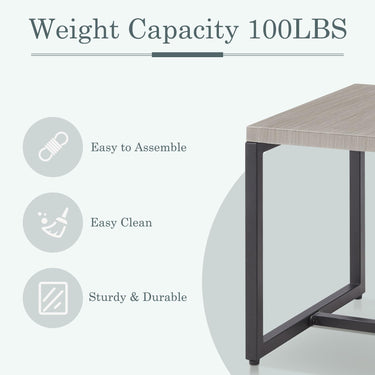 50 Lbs Rust-Resistant Metal Patio Side Table - Modern Square Design, GRS Series - Belord
