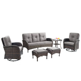 Patio Conversation Set 6-Piece with Sofa, Swivel Glider Chairs, Side Table, and Ottoman, NDS Series - Belord