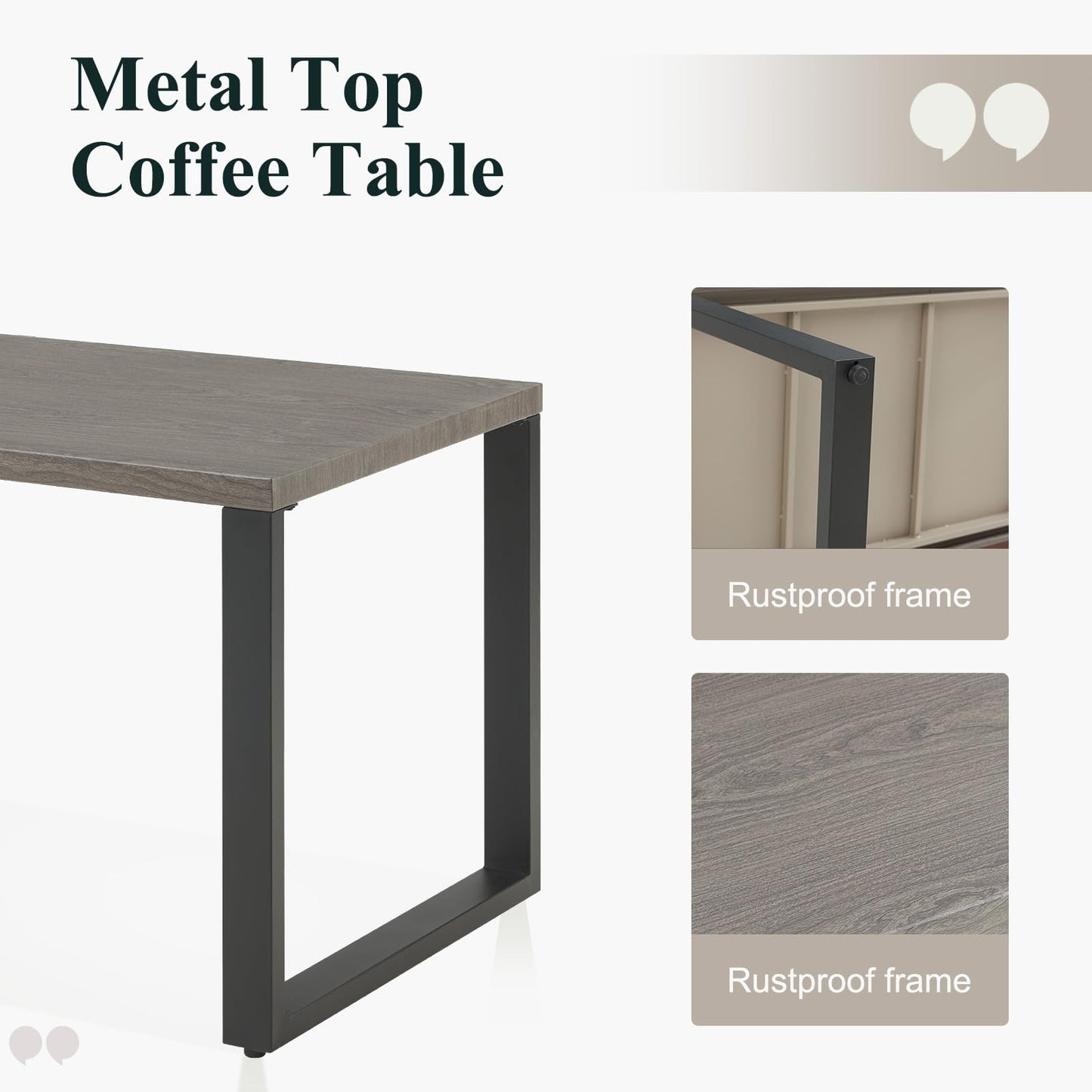 59" Rectangular Metal Coffee Table – Heat-Resistant, Rust-Proof & Storage, Modern Patio Furniture, GRS Series